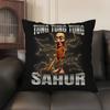 Italian Brain Rot Meme Tralalero Tralala Pillow Case Happy Atmosphere Short Plush Double-sided Printing Home Cushion Cover