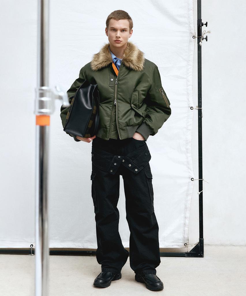 Adsb Andersson Bell Fur Collar Ma-1 Bomber Awa737U(Khaki)