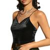 Butterflies Embroidered Sling Vest Women Sexy V-Neck Sleeveless Top Solid Color Slim Fit Short Club Camisole