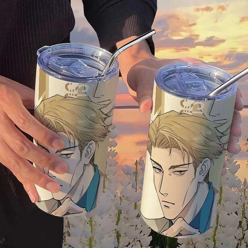 Кружка-термос Jujutsu Kaisen Юдзи 500 мл Сатору Годжо Нержавеющая сталь Дорожная термокружка С изоляцией, с трубочкой Кружка для кофе Подарок для детей
