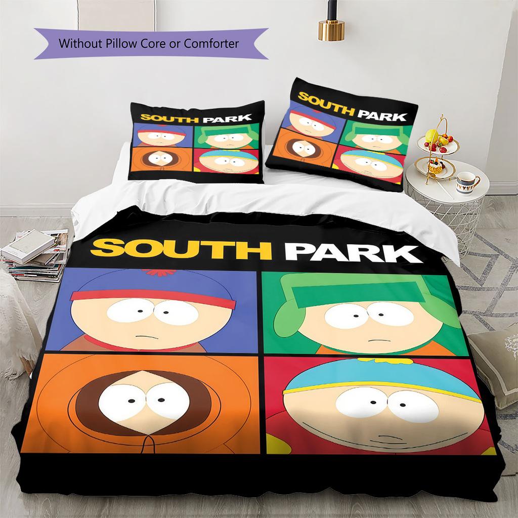 South Park Poster Pattern Bedding Home Decoration Birthday Gift ( 1 duvet cover + 2 pillowcase, without core),fan merchandise.