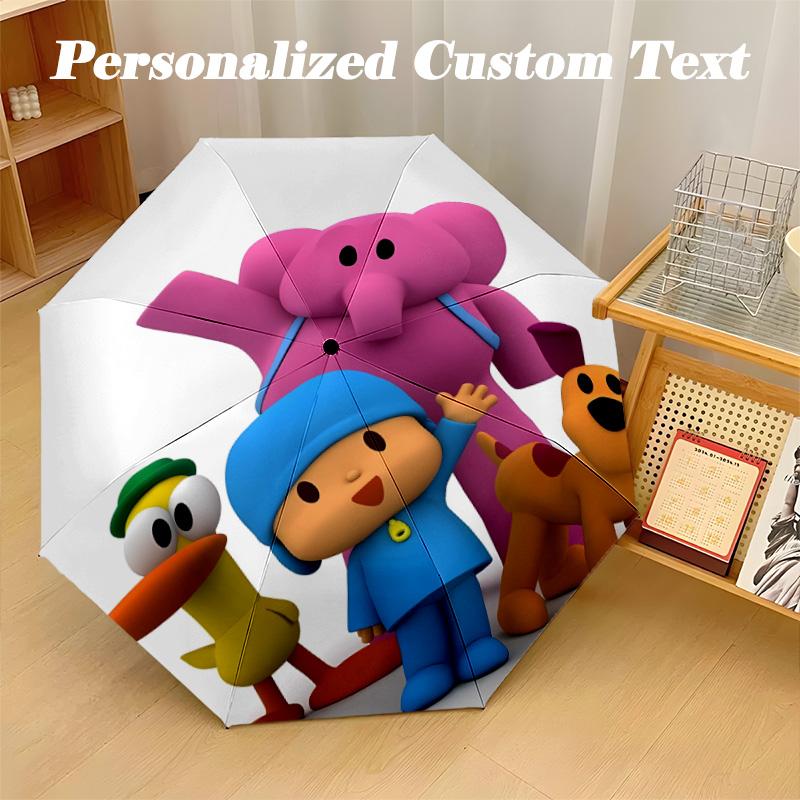 Автоматический зонт с 8 ребрами, складной зонт с дизайном Pocoyo для защиты от солнца и дождя, для путешествий