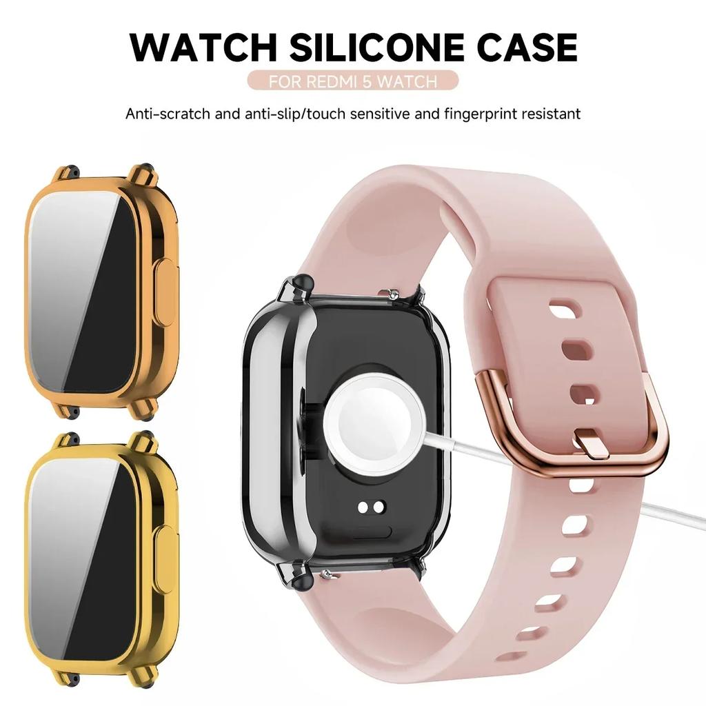 Защитный чехол+силиконовый ремешок для Xiaomi Redmi Watch 5 active/5 Lite Полное покрытие экрана ТПУ Мягкий чехол и дышащий спортивный ремешок