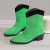 Мода 2024 года, размер 43, женская обувь, зимние женские ботинки на платформе, модные короткие зеленые ботинки с острым носком, повседневные ботинки в стиле вестерн для активного отдыха