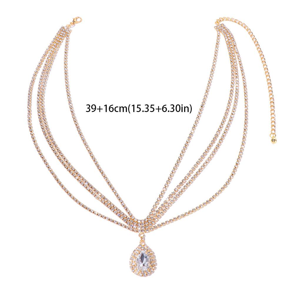Bohemian Rhinestone Head Chain Water Drop Boho Headband Fashion Forehead Chain  Wedding