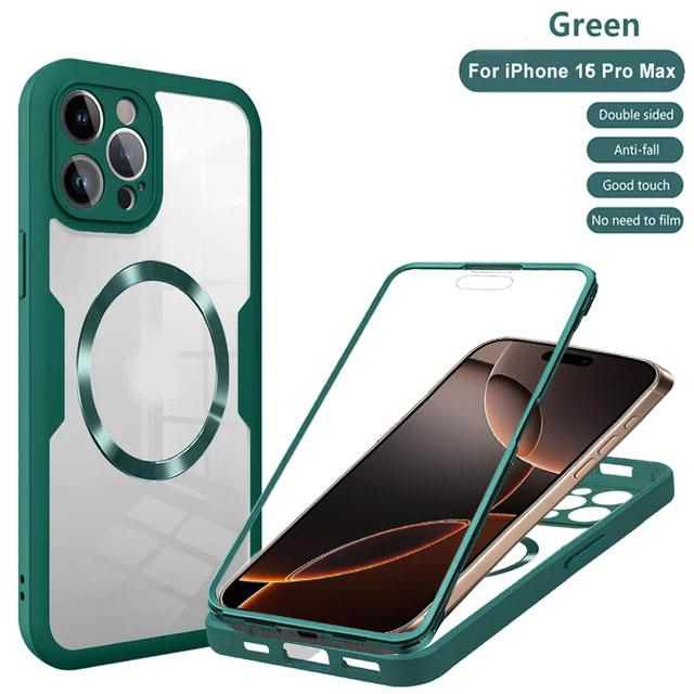 Для iPhone 16 15 14 11 12 13 Pro Max 360° Полностью защищенные двусторонние магнитные чехлы для беспроводной зарядки Magsafe Защитная крышка