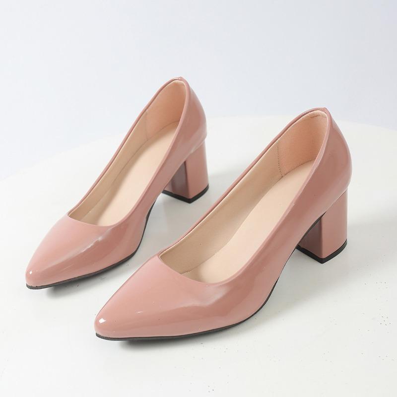 Дизайнерские женские туфли Мэри Джейн на толстом каблуке Лаконичные неглубокие слипоны Женские элегантные кожаные туфли-лодочки с острым носком для платья и на каждый день