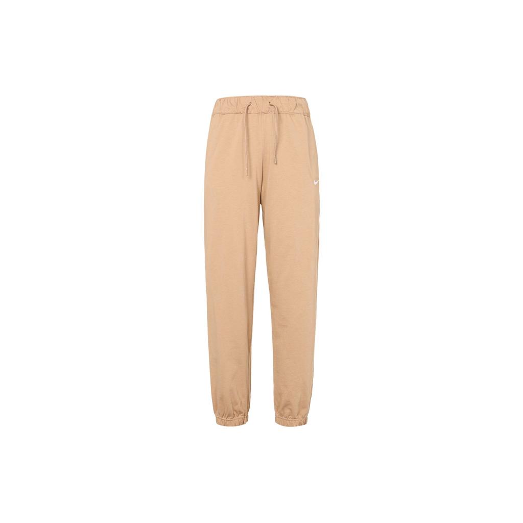 Nike Solid Color Logo Cuffed Knit Sports Pants Women Bottoms Beige DM6420-200