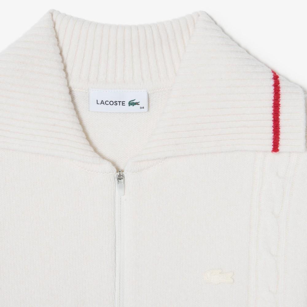 [Lacoste] Women's Short-Sleeve Zip-Up Cardigan AF800E-54N70V