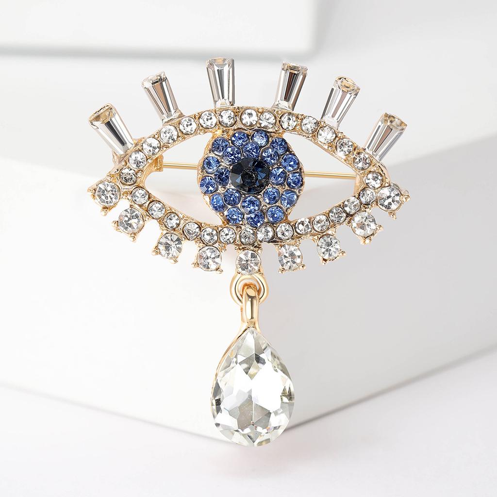 Роскошный темпераментный корсаж Devil'S Eye с синими бриллиантами, брошь в виде глаза, изысканная брошь со стразами