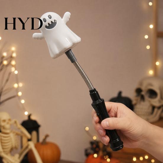Ghost Light Decoration Halloween Party LED Glow Stick for Kids, Spooky Pumpkin No Flame Lighted Up Rod with Spring Holiday Favors Ritual