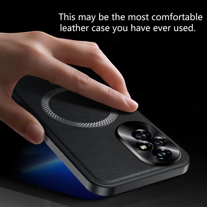 For Honor 200 and Honor 300 Case Magnetic Elegant Leather Wear-Resistant Lens Fully Covered Non-Slip Grip Edge Cover Shell