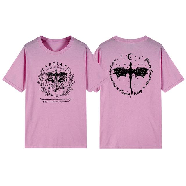 Двусторонняя футболка «Четвертое крыло» Basgiath, футболка военного колледжа, женская одежда, винтажные футболки с короткими рукавами и рисунком, футболка Bookish