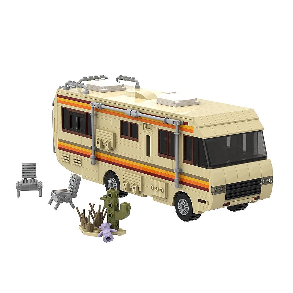 Gobricks MOC Классический Фильм Во все тяжкие Автомобиль Строительные Блоки Комплект Уолтер Уайт Пинкман Кухонная Лаборатория RV Транспортное Средство Для Подарков