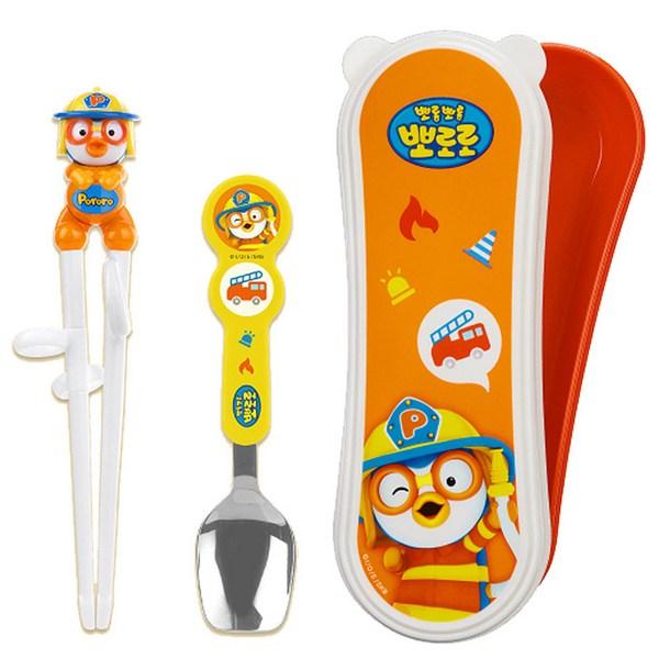 Edison Pororo Easy Spoon Case Set for Right Hand, Firefighter Pororo, 1 Set, Single Item