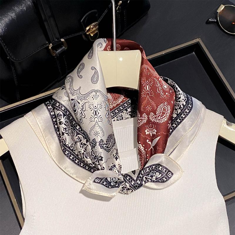 High-end Pure Silk Scarf 100% Mulberry Silk Small square Scarf Spring Decorative Scarf Fashion Versatile Neck for protection