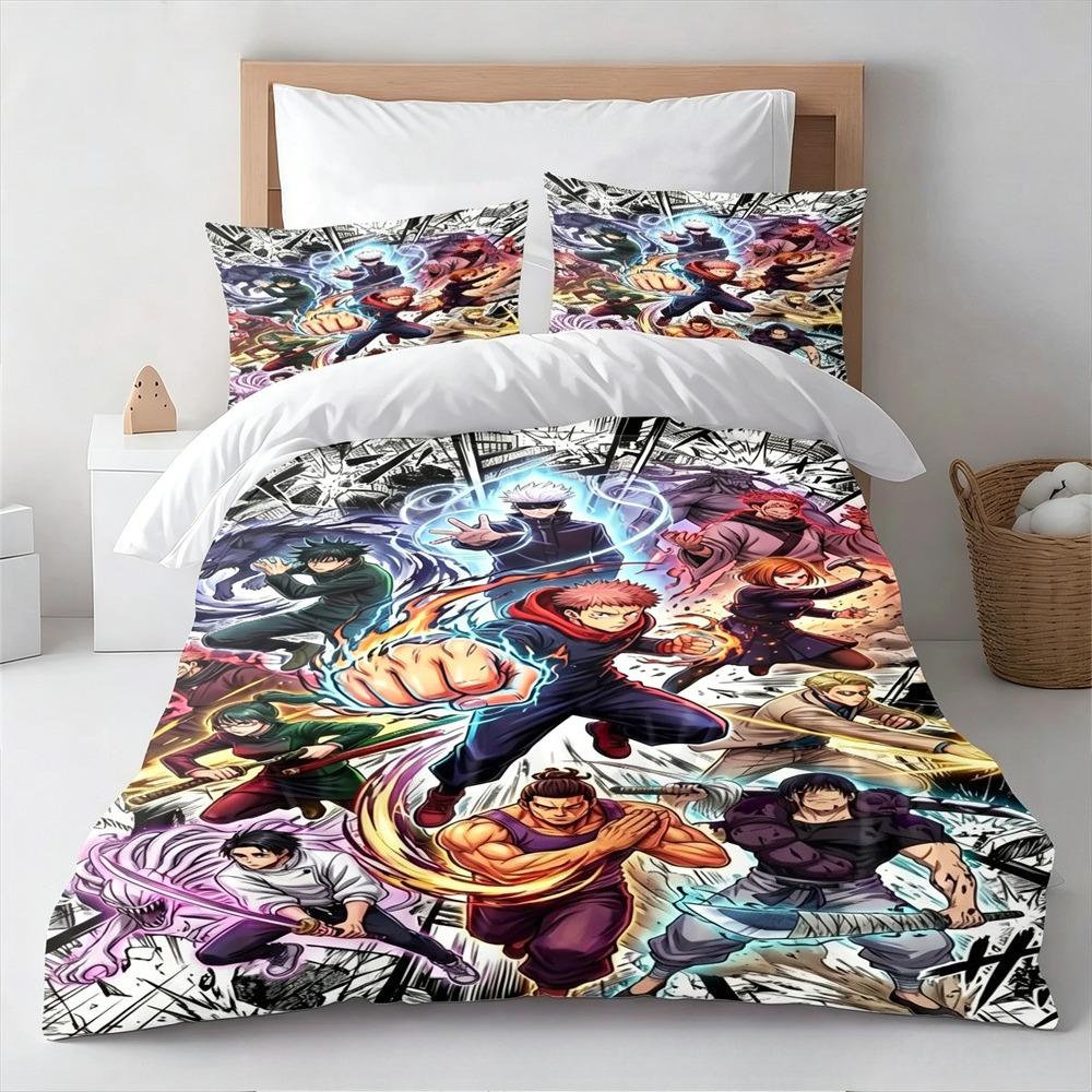 J-Jujutsu K-Kaisens Megumi Fushiguro Bedding Set Anime Duvet Cover Soft Polyester Bed Linen Set Gift