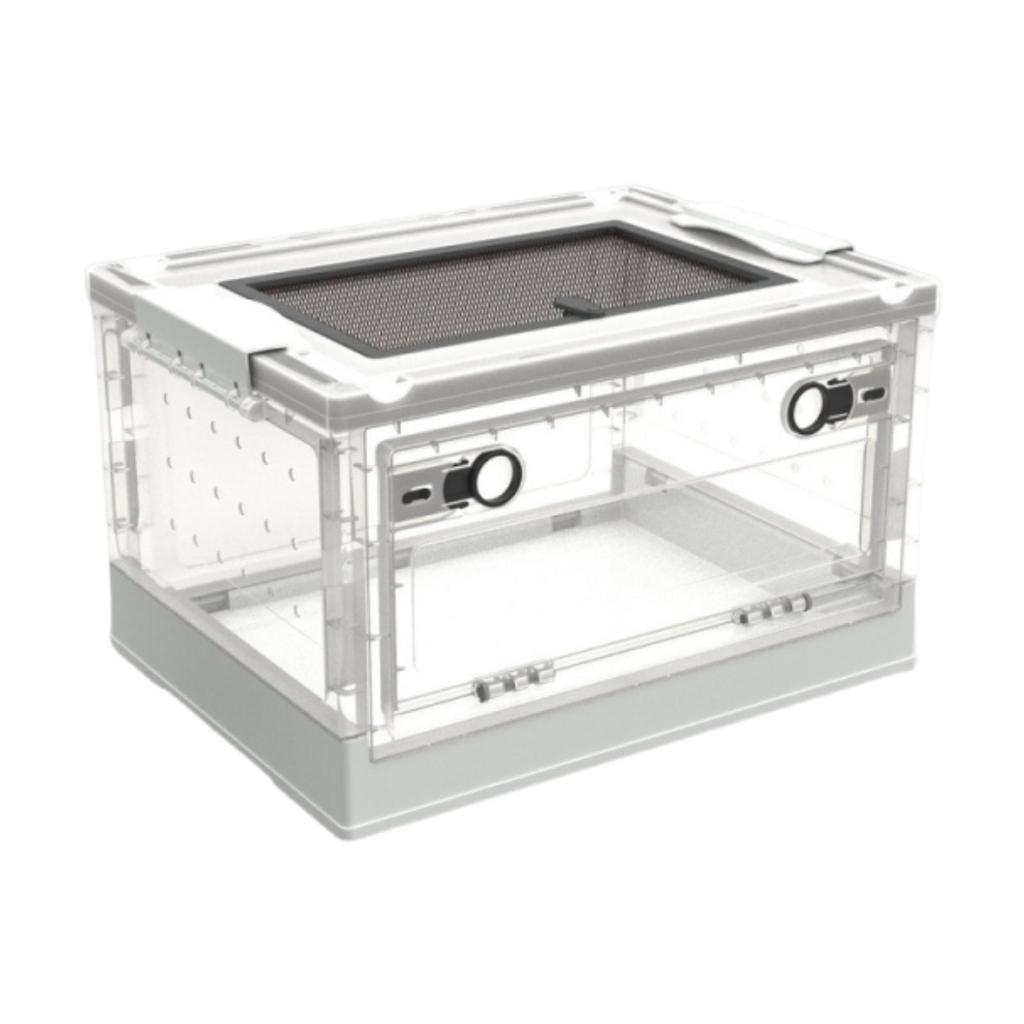 Transparent Foldable Reptile Terrarium Ventilated Box Multipurpose 360 Degree Viewing Portable Mesh Top Panel Breeding Tank