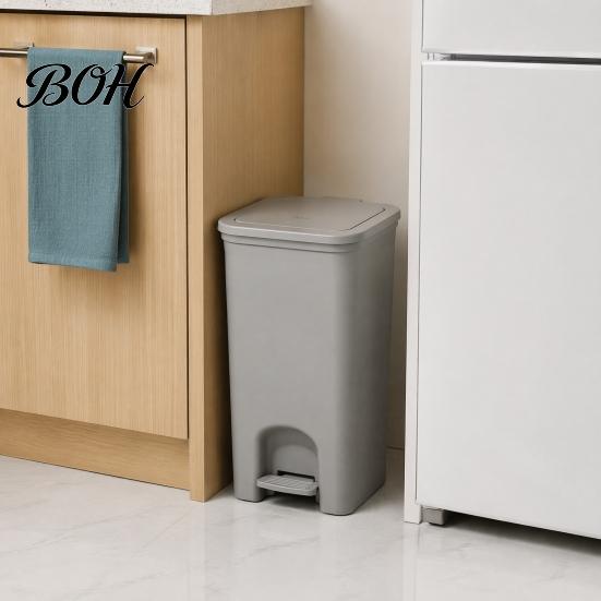 White And Gray Trash Can Pedal Can, with Dual-mode Lid, Easy Access Garbage Household Foot Operated Bin Odor-proof Slim Solid Color Waste Basket, for