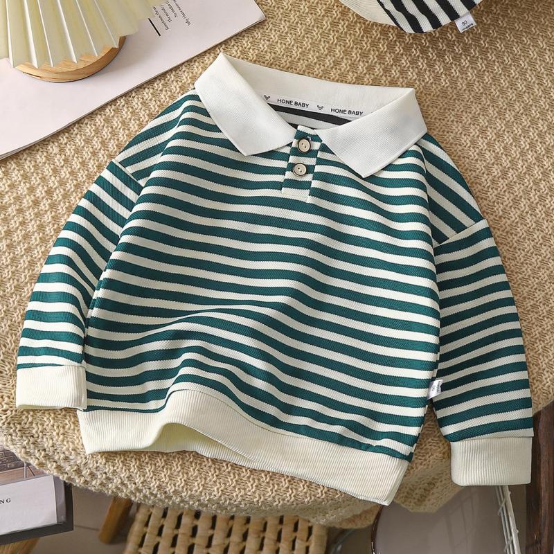 Boys Polo Shirts Autumn Winter Tops for Kids Long Sleeve Children T-shirts Stripe Girls Blouse Baby Tees Toddler Outfits