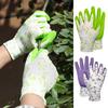 1 Pair Gardening Gloves Waterproof Latex Gloves with Elastic Wrist Floral Print