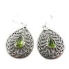 [Q9889] - Handmade Silver 'Heaven' Peridot Silver Earrings - 27x22 Mm