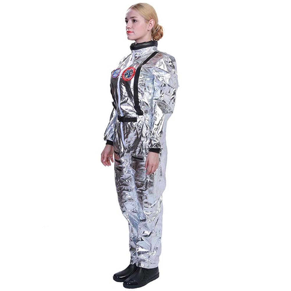 Костюм на Хэллоуин, женский костюм космонавта, костюм космонавта для взрослых, серебряный комбинезон с длинными рукавами, костюм Пурима