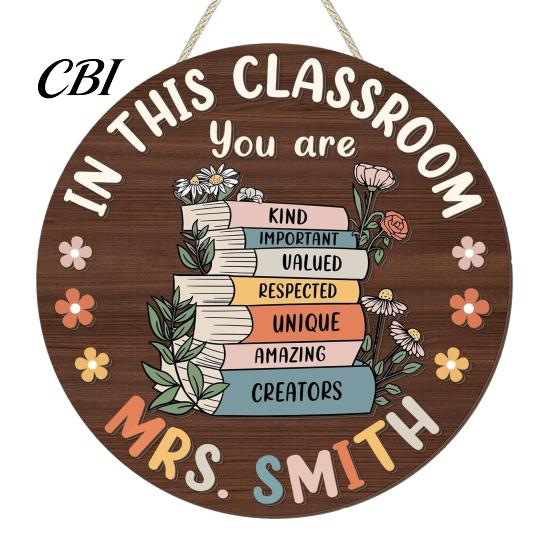 Classroom Round Hanger Wooden Welcome Sign for Door, to Our Hanger, Front Door Hanging Sign, Back School Preschool Decoration