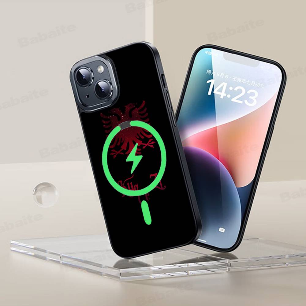 Албания Албанцы Флаг Чехол для Телефона Магнитный Чехол Для IPhone 16 14 13 12 11 15 Pro Max Plus Для Magsafe Беспроводная Зарядка Чехол