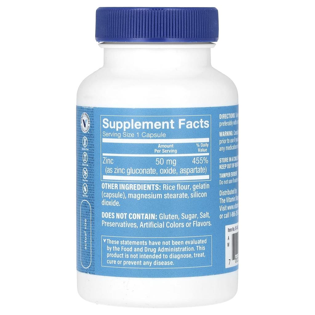 Zinc, 50Mg, 100 Capsules