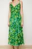 Женское стильное платье Зеленое шифоновое платье макси с цветочным узором и рюшами на подкладке