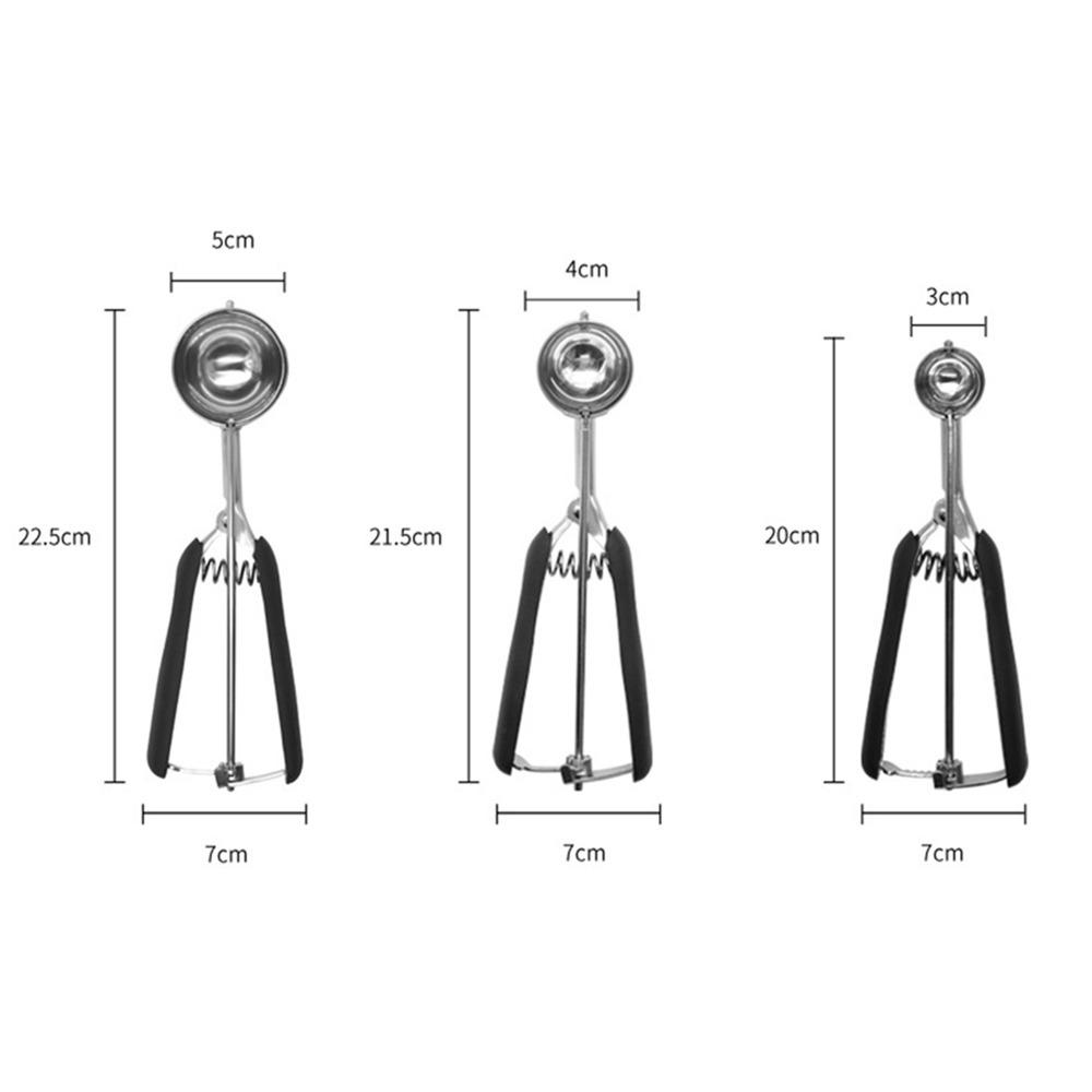 3pcs set Trigger Release Ice Cream Scoop Set Stainless Steel Stainless Steel Scoop  Food Preparation