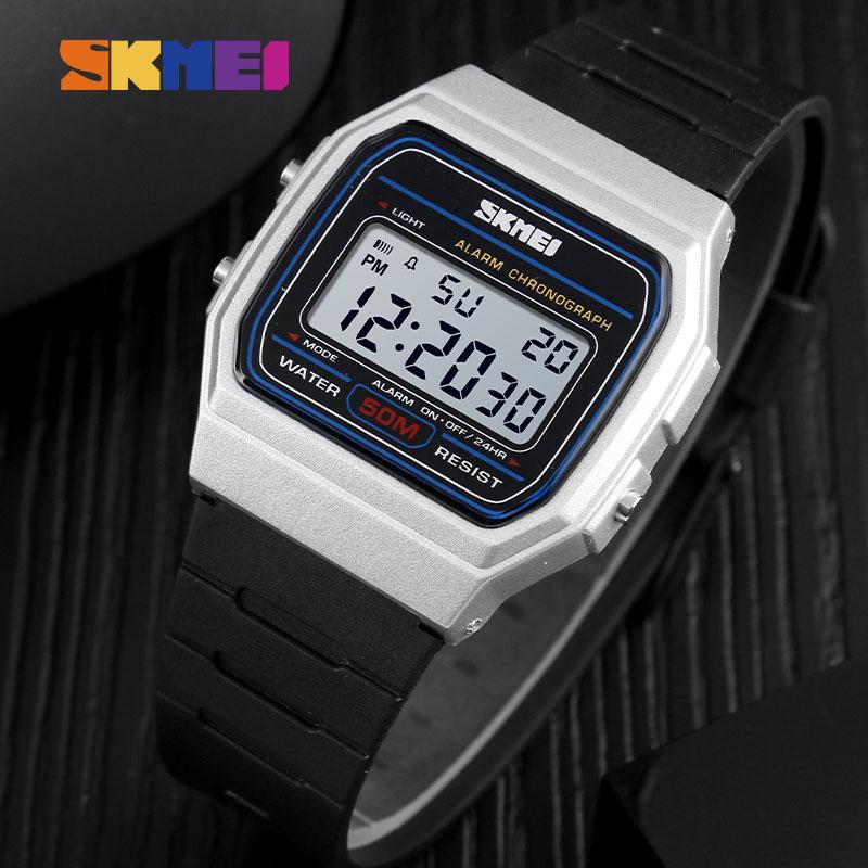 Skmei Часы для пар, модный циферблат, спортивные водонепроницаемые светодиодные часы с датой недели, цифровые повседневные наручные часы