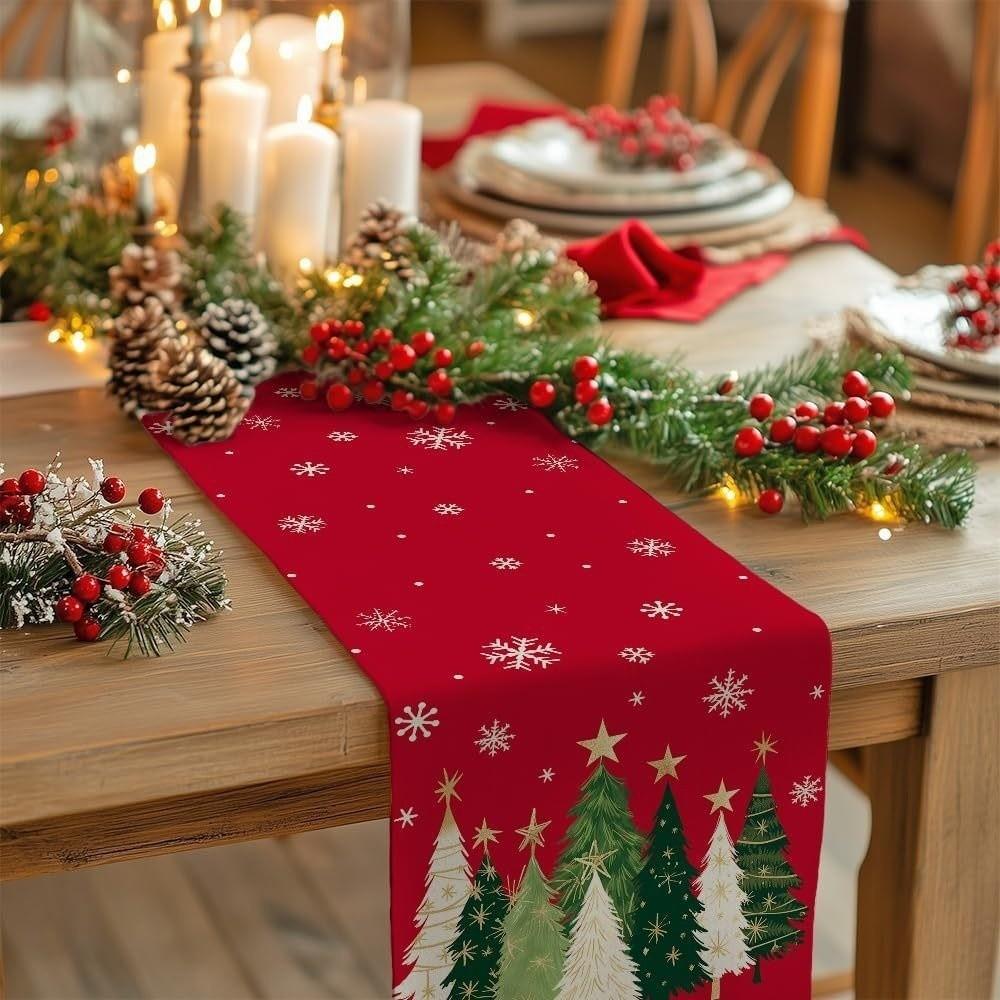 Christmas Tree Christmas Table Runner Snowflake Xmas Tablecloth Gift Christmas Table Flag Festival