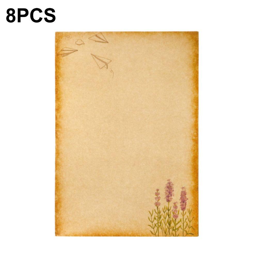 8 Pieces Antique Colored Printed Writing Paper Kraft Writing Stationery Papers Mail Paper