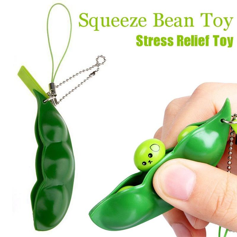1PC Infinite Squeeze Edamame Toys Peas Keychain Pop It Fidget Squishy Arrow Adult Stress Toy KTY