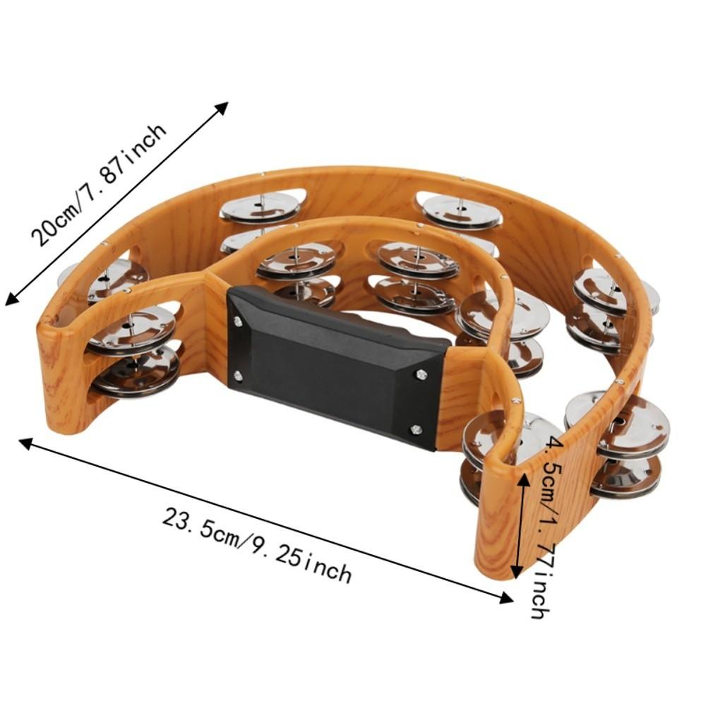 Metal+Plastic Double Row Tambourine Wood Color Percussion Instrument Handbell Tambourine  KTV Party