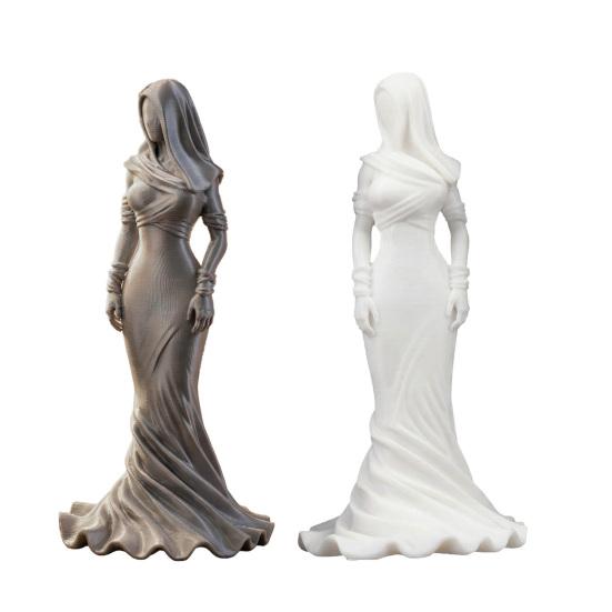 Винтажная статуэтка женщины с капюшоном-накидкой, 3D-печатная статуя безликой дамы в платье-рыбий хвост, украшение для дома и офиса