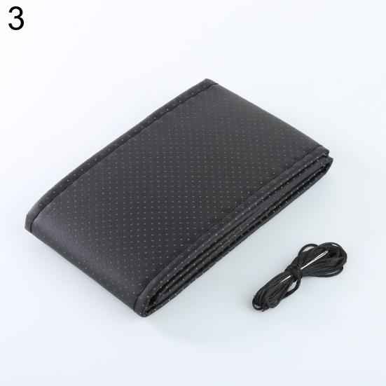 DIY искусственная кожа рулевое колесо автомобиля авто протектор чехол с комплектом игольной нити