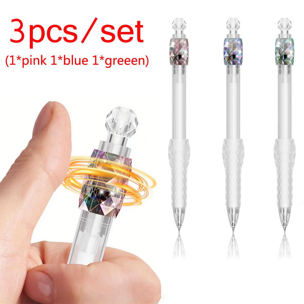 1/3/6 Pcs Rotating Crystal Gel Pens 0.5mm Fidget Rotat Gem Black Ink Fine Point Smooth Writing Pen Quick-dry for School Office