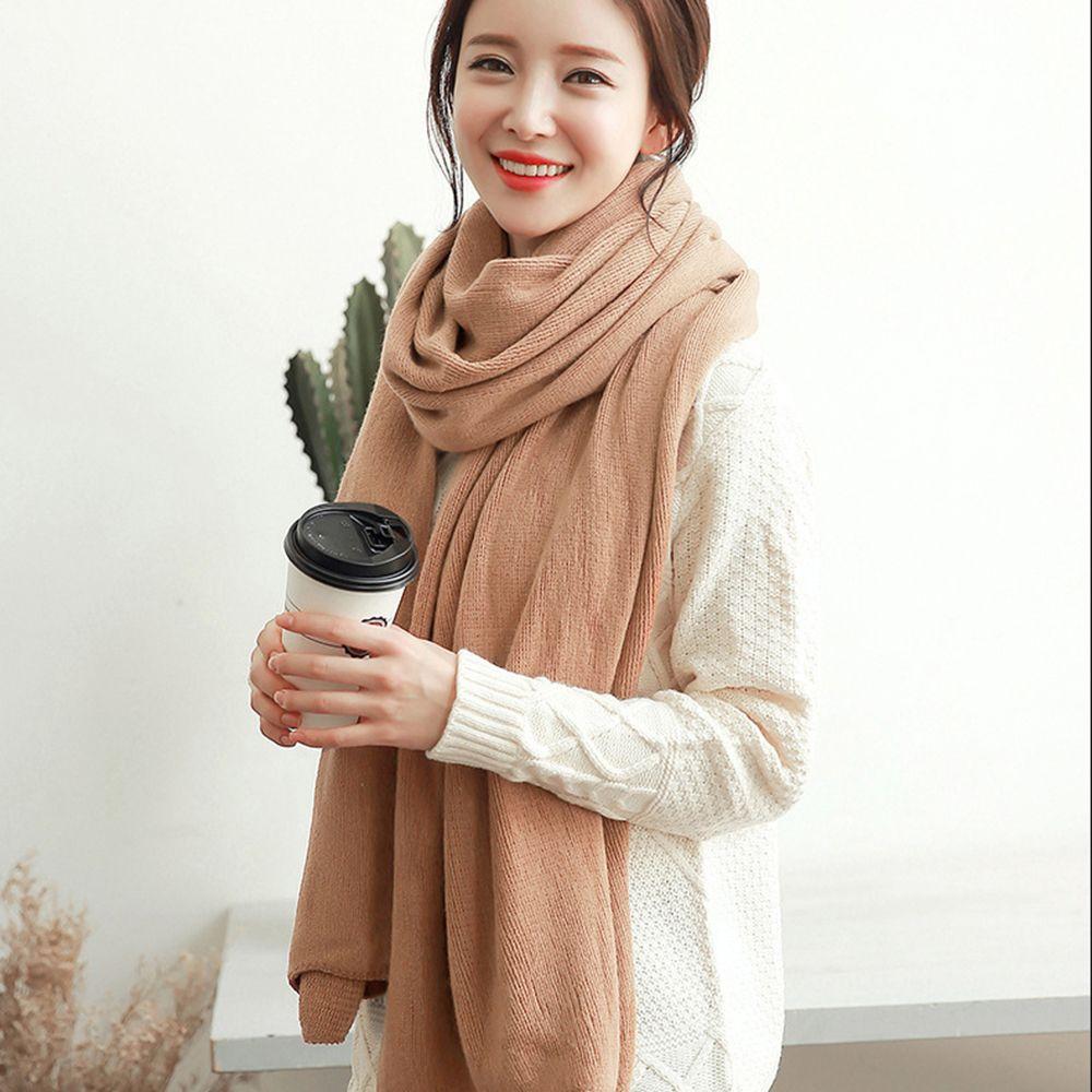 Solid Color Thickened Male Female Women Winter Scarves Korean Long Shawls Knitted Shawls Wraps