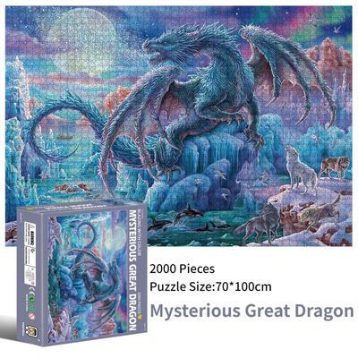 70*100 см, 2000 шт., бумажный пазл, загадочный великий дракон, животное, картина, снижающая стресс, пылающий, с цветным рождественским подарком