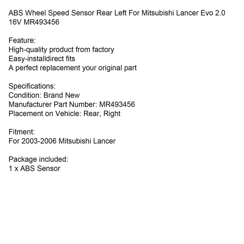 Датчик скорости колеса ABS Задний правый Для Mitsubishi Lancer Evo 2.0 16V MR493456