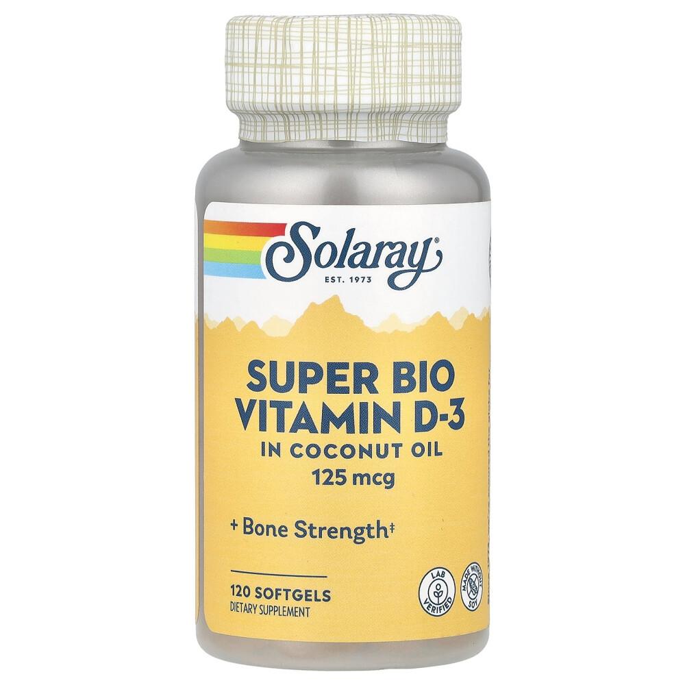 Solaray Super Bio Vitamin D-3 5000IU Softgels 120 Counts