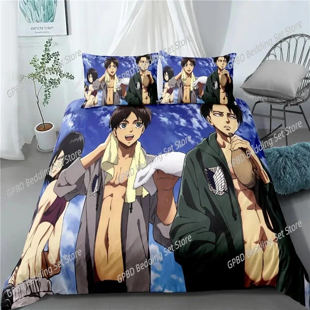 Luxury New 3D Print Fashion Anime Attack on Titan Home Textile Pillow Case Duvet Covers Comforter Bedding Sets For Home Textiles