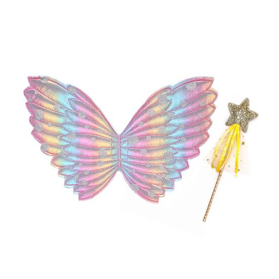 Butterfly Wing Props with Fairy Stick Realistic Patterns Colorful Fairy Wings Props Halloween Decoration
