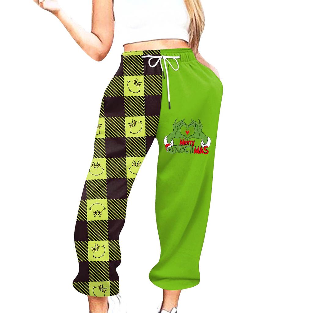 Women's Casual Fashion Christmas Printed Casual Sweatpants Elastic Waist Drawstring Pants