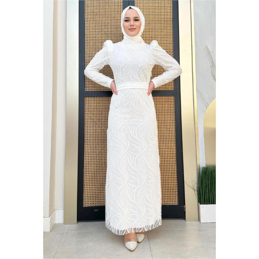 Женское серое вечернее платье с рисунком T 0411