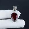 Уникальный серебряный кулон с красным гранатом и драгоценным камнем из стерлингового серебра 925 пробы — дизайн груши ручной работы, повседневное украшение в подарок на день рождения