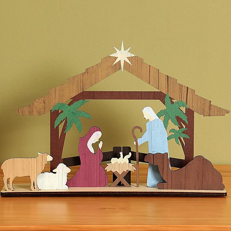Nativity Scene Wooden Christmas Decoration Nativity Set Nativity Figures Christ Birth Of Jesus Ornaments Indoor Home Decor For